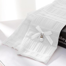 BYXG Women's Cooling Arm Sleeves Sun Protection Cuffs Breathable Lace Girls Non-Slip Arm Cuff Sports Cuff for Cycling Running Golf Travel Shopping (White Bow), Pack of 2, beige