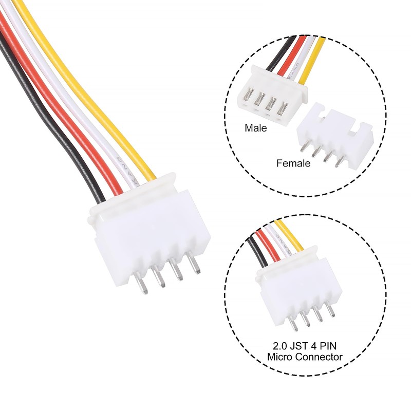 Alinan 20pcs JST-XH2.54mm 4 Pin Connector Kit, Included 10pcs Mini
