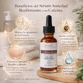 V-Cafeína Serum Reafirmante con Colágeno, Matrixyl y Ácido Hialurónico 30 ml | Sérum Facial Anti-Edad Hidratante | Apariencia de Firmeza y Elasticidad | Uso Profesional y Diario