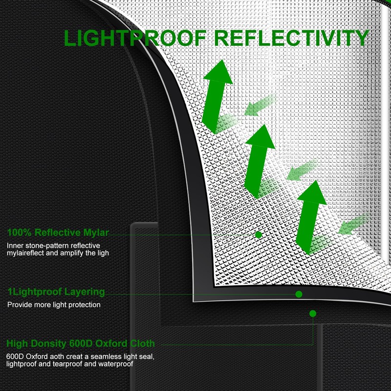 MELONFARM 4x2 Grow Tent, 48"x24"x60'' High Reflective 600D Diamond Mylar