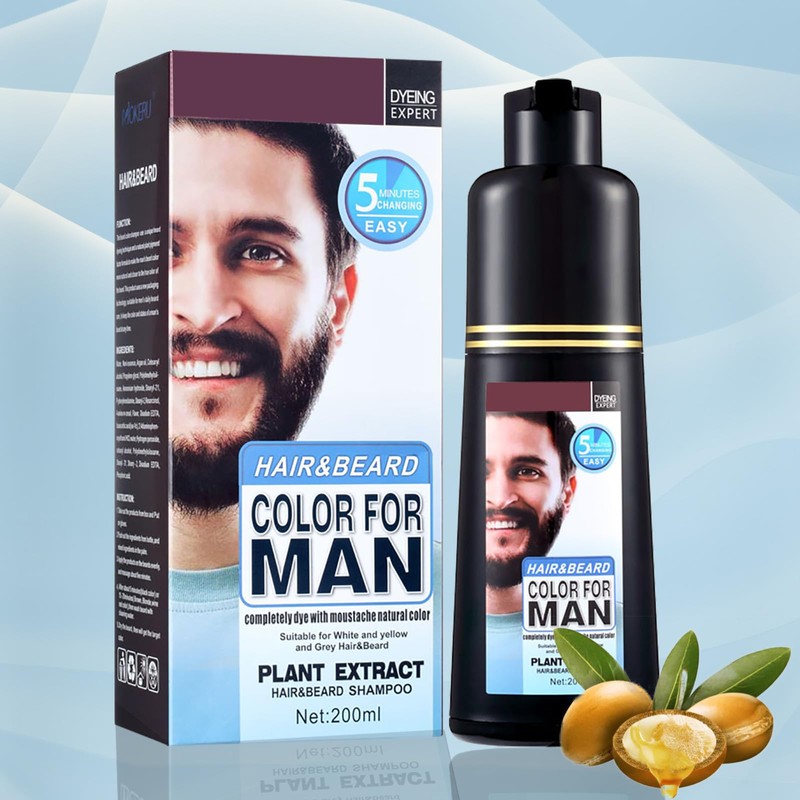 Hair & Beard Dye for Men Black, Long Lasting Beard