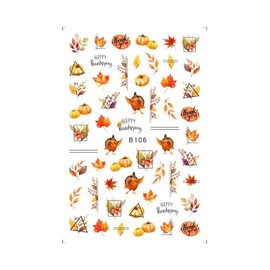 Autumn Leaf Nail Decal Sticker Turkey Thanksgiving Pumpkin Maple Fruit Stickers B106 Nail Wraps Stickers Manicure Supplies for Women Nails Full Long Lasting Easy Apply and Remove