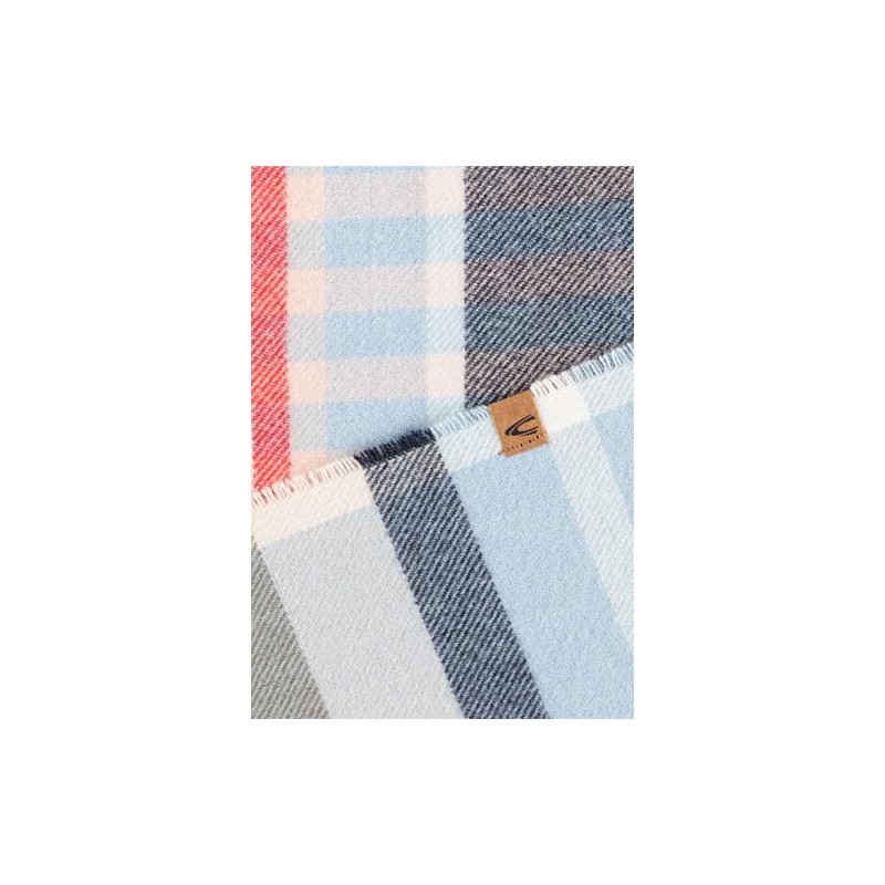 camel active Women's Fine Woven Scarf with Checked Pattern, navy