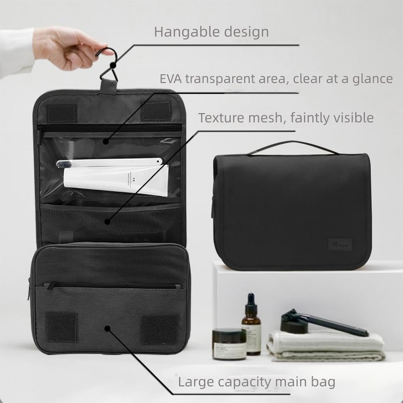 Hanging Toiletry Bag, Black.