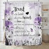 Bible Verse Inspirational Quote Shower Curtain, Purple Floral Daisy Trust