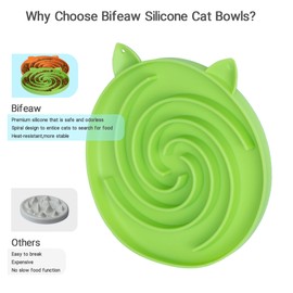 Bifeaw Slow Feeder Cat Bowl, Easy to Clean Silicone Bowl, Ideal for Dry and Wet Food (Orange and Cyan)