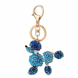JTTBIGV Cute Animal BlingBling Crystals Keychain Animal Charm Keyring Car Bag Wallet Purse Handbags Cars Key Pendant Decor, Blue Poodle, Small