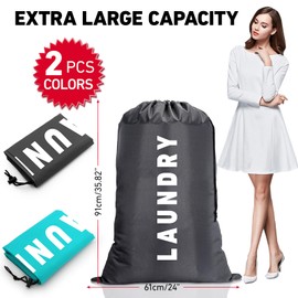 2 Pack Travel laundry Bags for Dirty Clothes, 91×61CM Drawstring laundry Bag, large laundry Tour Bag, long-Term Reusable, Perfect for Travel, Vacation, Camping, Dormitory and Home Use