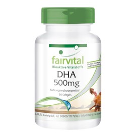 Fairvital DHA Capsules 500mg - High Dose - 90 Soft Gels - Docosahexaenoic Acid and Eicosapentaenoic Acid