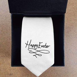 Azeeda 'Happy Easter' White Tie/Necktie with Gift Box (AT00000718)