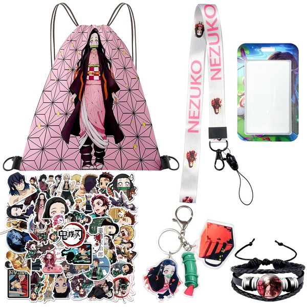 Nezuko Fan Item, Nezuko Gifts, Stickers, Gym Bag, Lanyard with