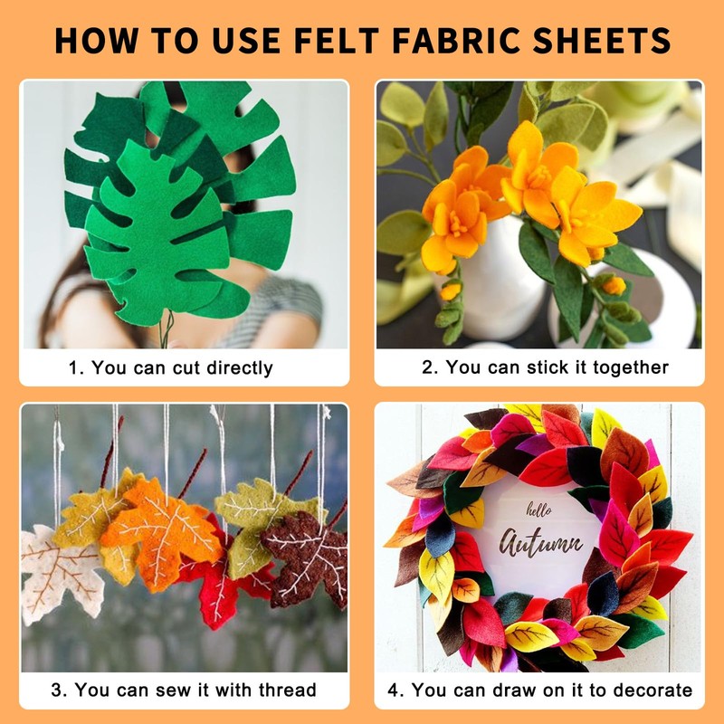 HTVRONT Felt Sheets for Crafts - 9 Pcs 8x12 Red