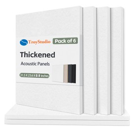 TroyStudio Thickened Acoustic Panels, 31.5 x 23.6 x 0.5 Inches Pack of 6 Felt Wall Decor Tile Sound Absorbing Board, Noise Reverb Echo Dampening Soundproof Padding for Door Music Recording Home Studio