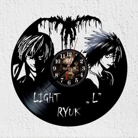 VINY WOODY Silhouette Ryuk Anime Wall Clock with Vinyl Disc