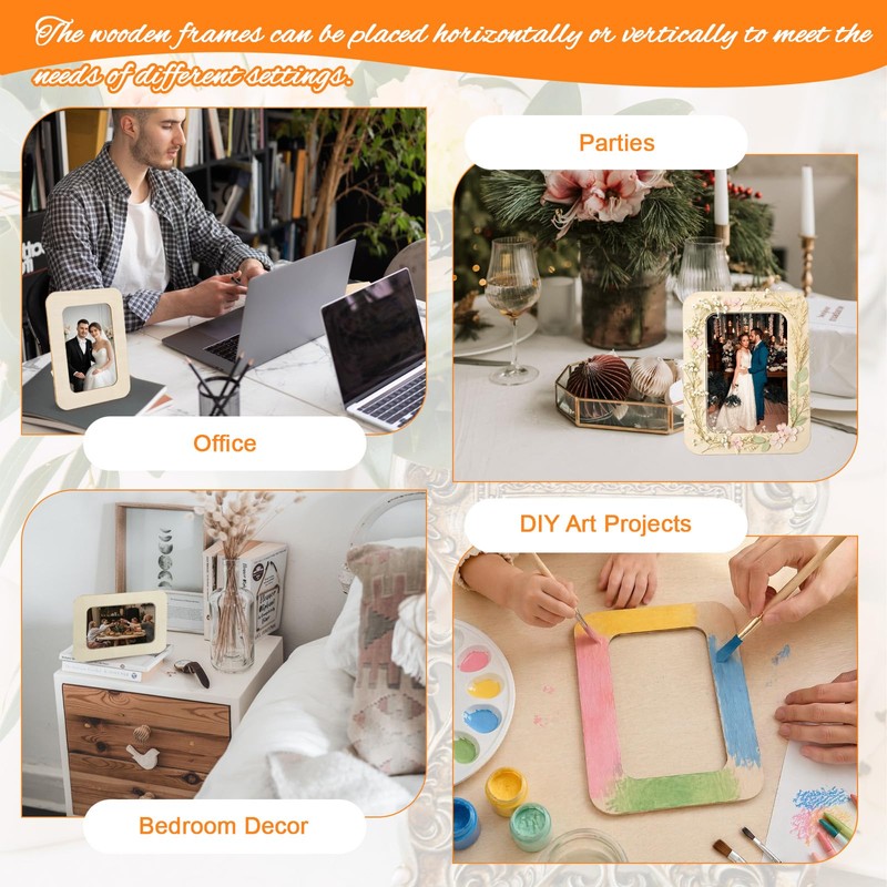 Wooden Picture Frames for Crafts 30 Pcs DIY Wood Frame