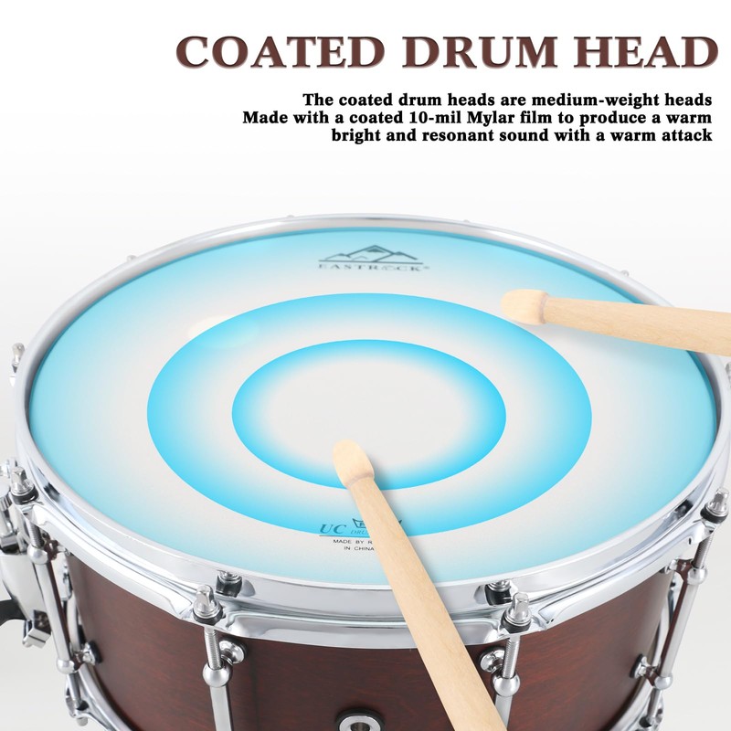 EASTROCK Snare Drum 14 X6.5 Inches Reddish Brown Texture Finish