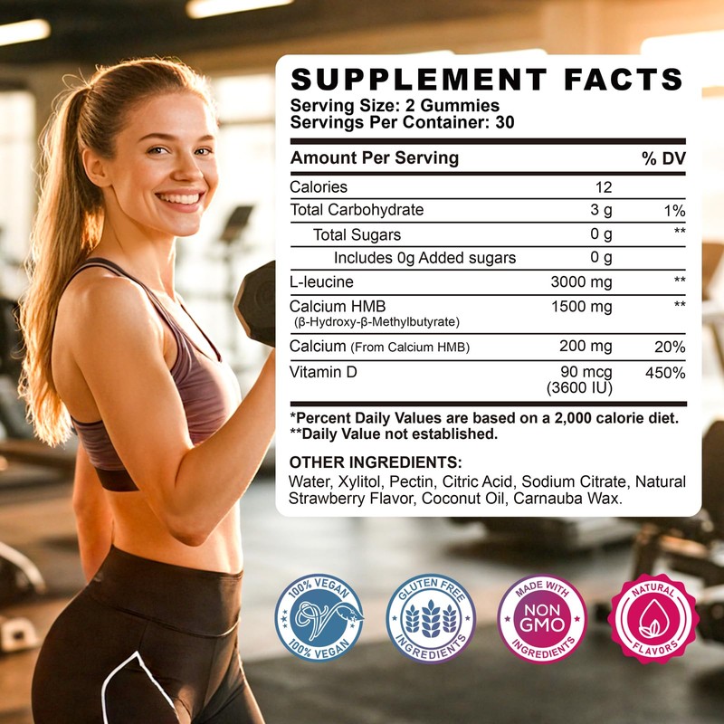 GZ HAOYUAN HMB and L-Leucine Gummies, 4500mg HMB and Leucine