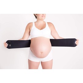 Baby Belly Band Original Pregnancy and Post Partum Belt for Maternity Support, Black - Black - Small