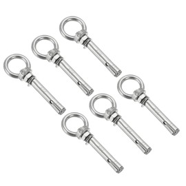 PATIKIL Expansion Eye Bolt M6x60mm, 6 Pack 304 Stainless Steel Shoulder Anchors Eyebolt Screw with Eye Ring for Concrete Brick Walls Canopy Engineering Rigging Silver