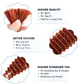 XGY Hair 24 Inch Cooper Red Braiding Hair for Boho Braids 100g Deep Wave Bulk Synthetic Hair for Braiding Knotless Ginger Water Wave Bundles Hair Extensions 2 Bundles for Women (350#, 24 Inch)