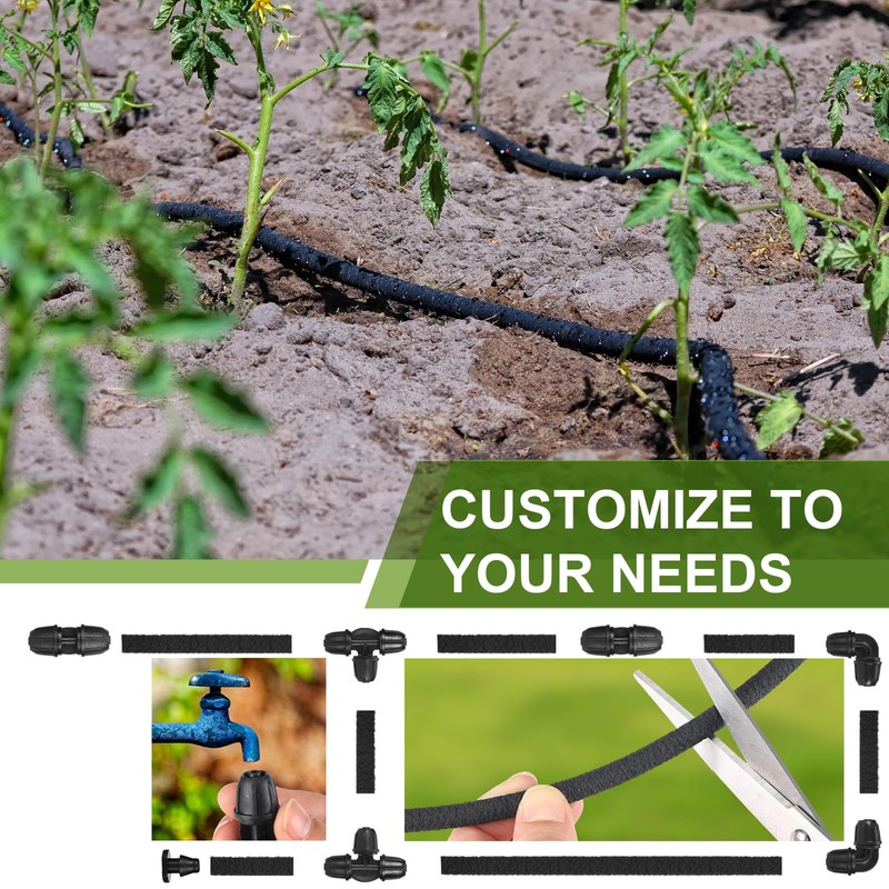 Innconee 100 ft 1/4 Inch Soaker Hose 50 ft 1/2