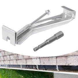 Gutter Hangers 5 inch Hidden Gutter Hangers with Pre-Inserted Rust Resistant Screw and 1/4’’ Hex Drill Bit, Aluminum Gutter Brackets for Fixing Sagging Rain Gutters - 20 Pcs