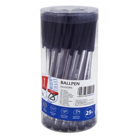 memobe Office Ballpoint Pen, Retractable Ballpoint Pen, High-Quality Ergonomic Ballpoint for School, Office, Home, Suitable Office Supplies, Pen Line Width 1 mm, Black, Pack of 25