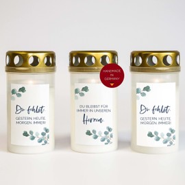 3 GRABKERZEN MIX | Grablicht Eukalyptus | Motiv | Friedhofskerze | Kerze Friedhof Baby Kind Sternenkind | Grabkerzen | Grabschmuck | Grablicht (Kompositions-Öllicht)