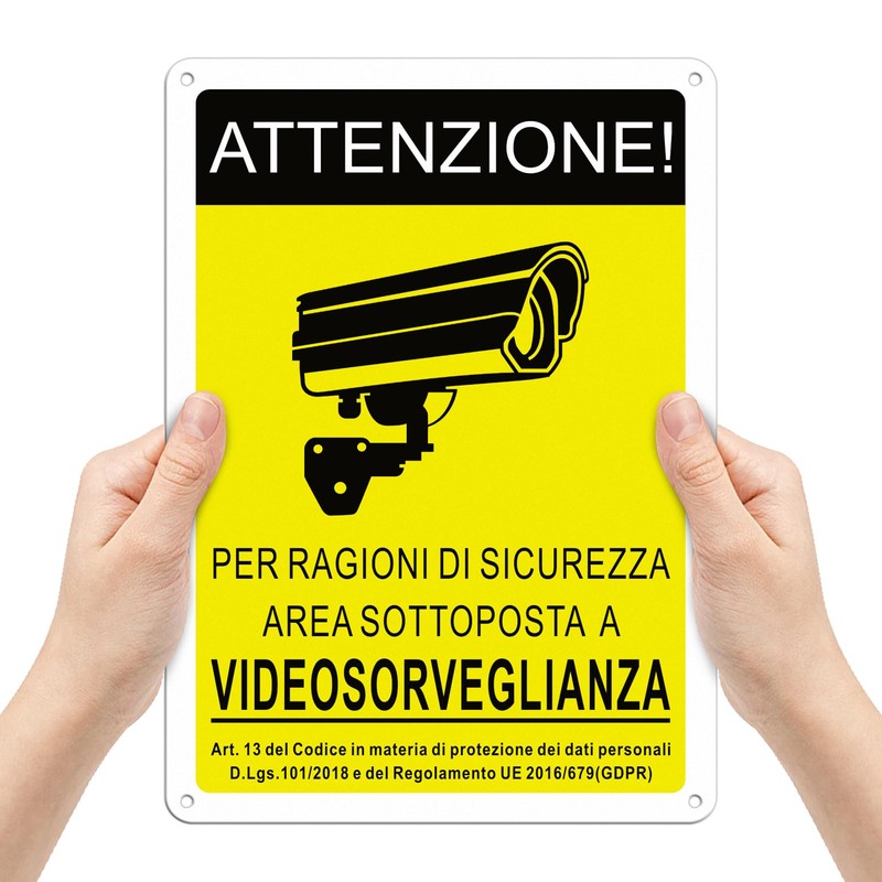 TAKULA CCTV Area Sign 10x7 Security Camera Sign Reflective Aluminum