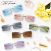 The Fresh Minimalist Small Rectangular Sunglasses Clear Eyewear Trendy Rimless