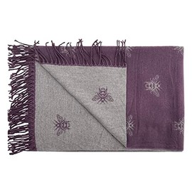 Finecy in NEW Womens Bumble Bees Winter Warmer Long Wide Scarf With Beautiful Tassels Revers Able Purple