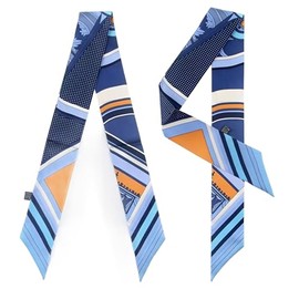 COtheSumay 100% Mulberry Silk Scarf for Handbags,Bags, and Purses,2 Pcs 2"x35" Hair Ribbon Skinny Neck Scarves for Women