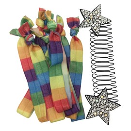 Lmlliang 10PC No Crease Ribbon Elastic Hair Ties,Elastic Hair Bands Ponytail Holder Invisible Star Hair Clips for Hair Accessories2#(Iridescence)