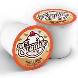 Sundae Ice Cream Flavored Coffee Pods, Compatible with 2.0 Keurig K-Cup Brewer, (Butter Pecan) 48 Count
