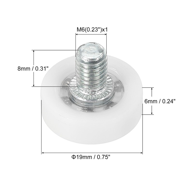 PATIKIL 19 mm Drawer Castors, Pack of 6 Plastic Drawer