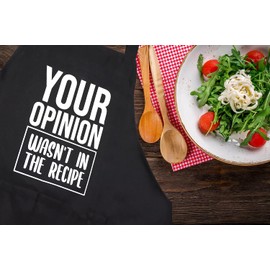 Funny Chef Aprons for Men and Women with Pockets, Your Opinion Wasn't in the Recipe, Kitchen Cooking Grilling Apron for Dad Mom Husband Wife, Grill Gift for Birthday Christmas Thanksgiving Fathers Day