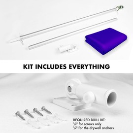 G128 Combo Pack: 5 Ft Aluminum Spinning Flagpole (Silver) & Solid Violet Color Flag 2x3 Ft, LiteWeave Pro Series Printed 150D Polyester | Pole with Flag Included