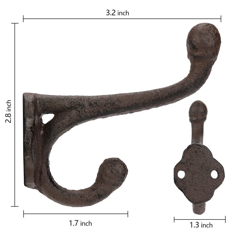 Peohud 10 Pack Cast Iron Coat Hooks, Rustic Wall Hooks,