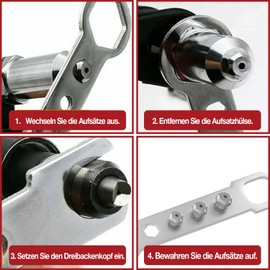 Bayertal® Rivet Gun Set for Cordless Screwdrivers & Drills - Includes 200 Rivets - 4 Rivet Mouthpieces - Premium Blind Rivet Adapter for Metal, Plastic & Leather - Robust Construction - Professional