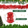 KIMOBER 20 Ft Christmas Tinsel Garland,Red Metallic Garland for Christmas