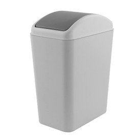 Afromy 15 Liter Slim Trash Bin with Swing-top Lid, Plastic Garbage Bin, Grey