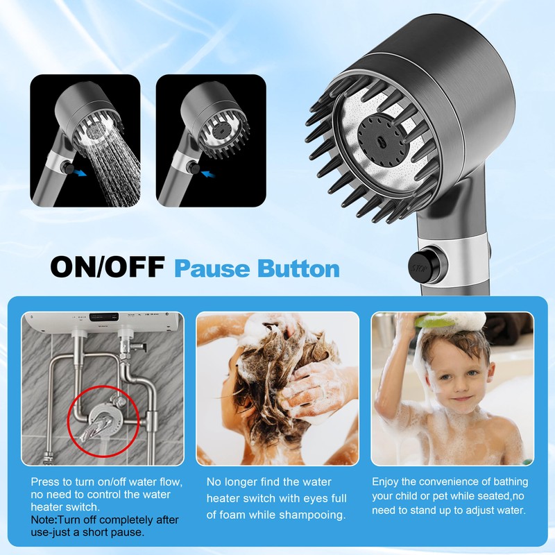 Filtered Shower Head with Handheld,High Pressure Shower Heads 3 Spray