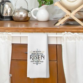XPH He Has Risen Christian Easter Kitchen Dish Towels, Easter Religious Cross Spring Gifts for Mom Friends Neighbor, Bible Verse Jesus Hand Towels Kitchen Tea Towels Farmhouse Decorations, 16x24inch