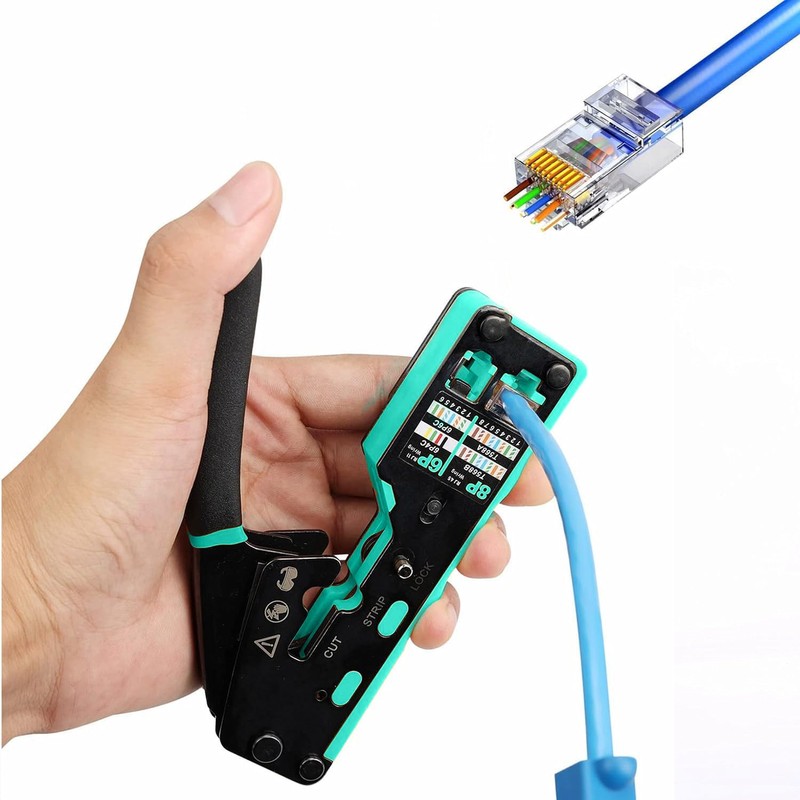 Dasxskj RJ45 Crimp Tool Kit Pass Through, Network Tool Kit,