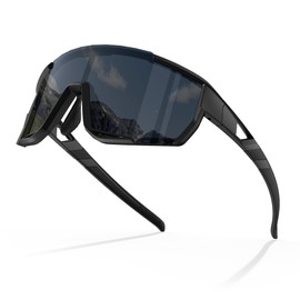 LANSWEE Polarized Sunglasses for Men, Sport Sunglasses Men, UV400 Protection for Running Fishing Driving Baseball Cycling，Black