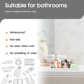Mriluvy Mriluvy Vanity and Bathroom Tray, 11.8" ABS Countertop Organizer,Waterproof Vanity Tray for Toilet Tank,Perfume,Soap,Keys,Bathroom Accessories,Kitchen and Bath Trays,Non Slip Small Trays,White,2 Pack