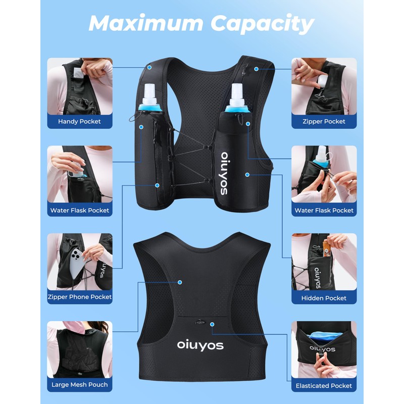 Oiuyos Running Vest for Women Men - USA Design -