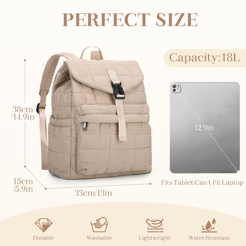 Quilted Backpack for Women,RAVUO Lightweight Puffer Puffy Back Pack Purse