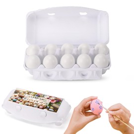 Santiccipa Wooden Fake Eggs, 10 Count White Easter Eggs for Painting and Crafts, Food Toys for Kitchen Play, Room Decor, and Nest Boxes, Ideal for Poultry Incubators