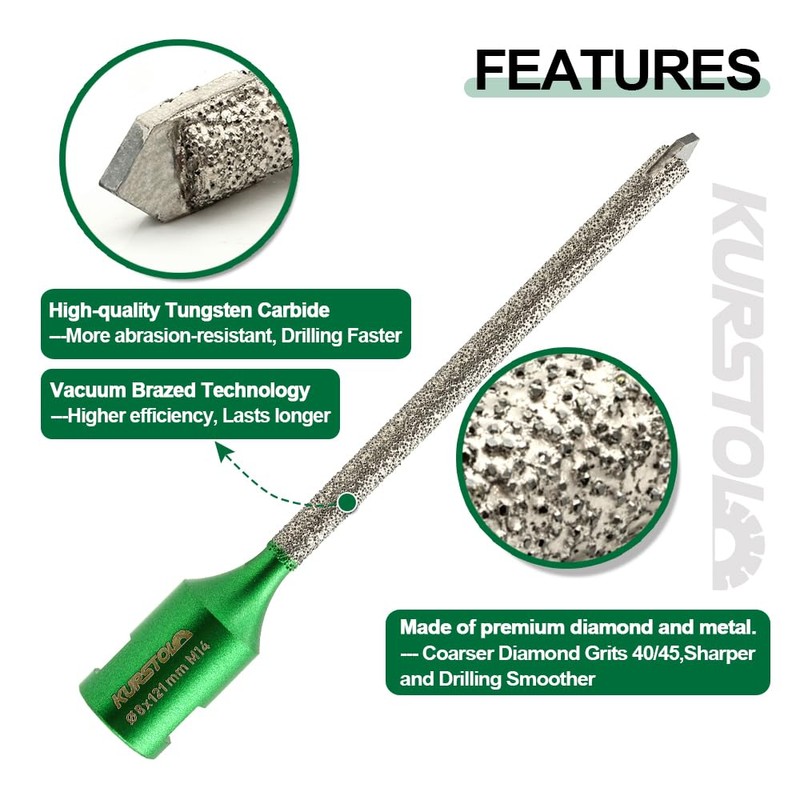 KURSTOL Diamond Mortar Raking Bit - 8mm*121mm with M14 thread